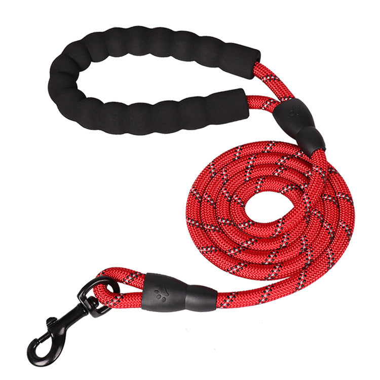 Dog Leash with Comfortable Padded Handle and Highly Reflective Threads (5 FT)