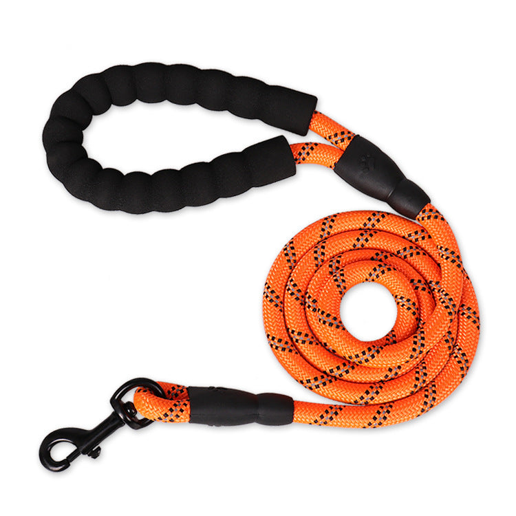 Dog Leash with Comfortable Padded Handle and Highly Reflective Threads (5 FT)