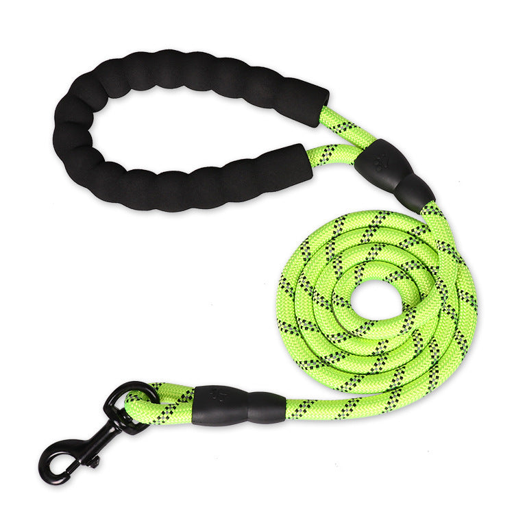 Dog Leash with Comfortable Padded Handle and Highly Reflective Threads (5 FT)