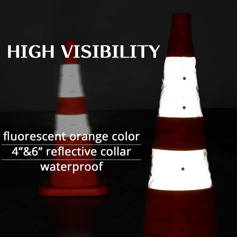 Collapsible Traffic Safety Cone with LED Light 28 Inch