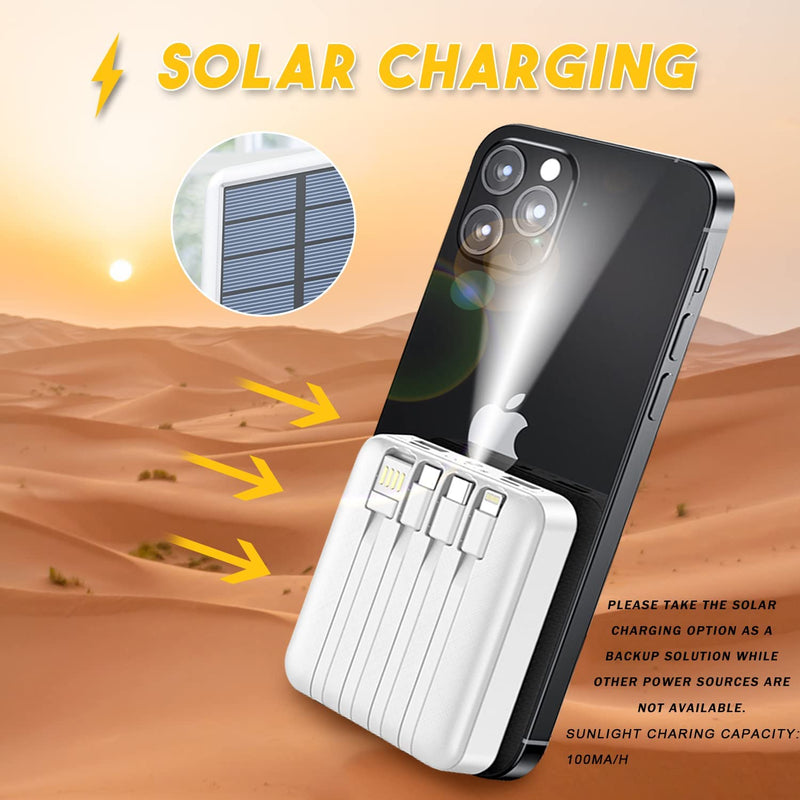 20000mAh Solar Power Bank with Built in 4 Cables