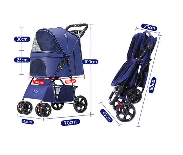 Fordable Pet Stroller for Cats & Dogs