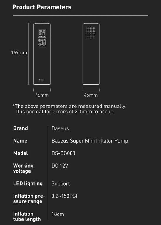 Mini Portable Car Tire Inflator Smart Digital Inflatable Pump for Car Bicycle Air Pump